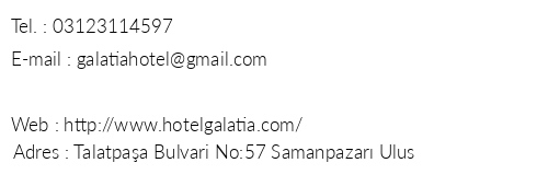 Galatia Hotel telefon numaralar, faks, e-mail, posta adresi ve iletiim bilgileri